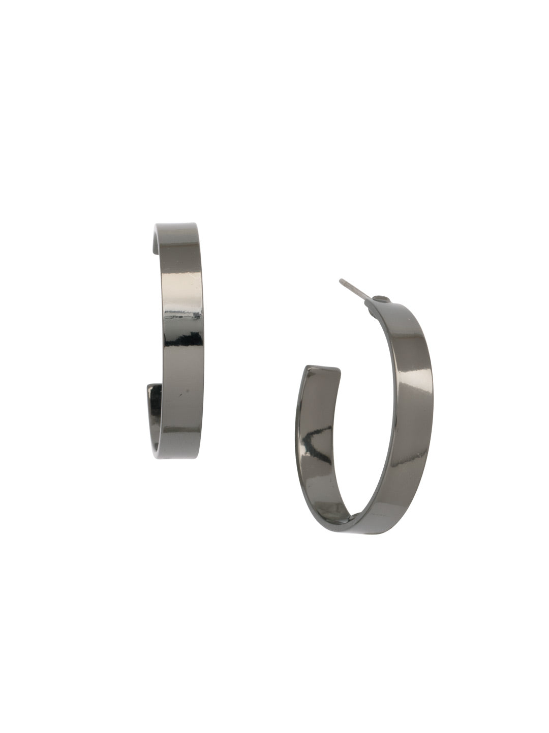 Bex Hoop Earrings - 4EFL15GMMTL - <p>The Bex Hoop Earrings feature a flat metal hoop on a post. From Sorrelli's Bare Metallic collection in our Gun Metal finish.</p>