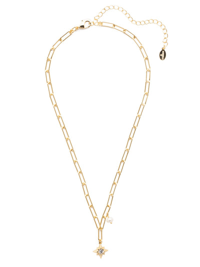 Charity Pendant Necklace - 4NEV16BGMDP - <p>The Charity Pendant Necklace is the star of the show; a crystal embellished star sits beside a single freshwater pearl, both hanging from a trendy adjustable paperclip chain. From Sorrelli's Modern Pearl collection in our Bright Gold-tone finish.</p>