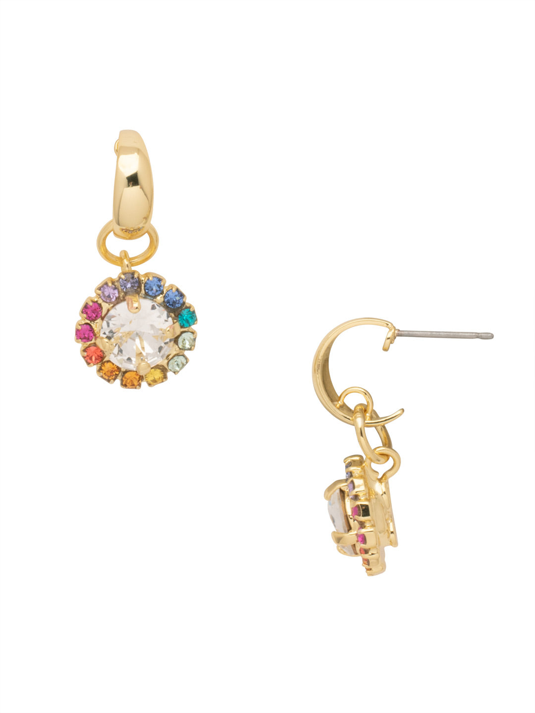 Haute Halo Huggie Dangle Earrings - 8EA2BGPRI - <p>The Haute Halo Huggie Dangle Earrings feature a round halo crystal dangling from a huggie hoop on a post. From Sorrelli's Prism collection in our Bright Gold-tone finish.</p>