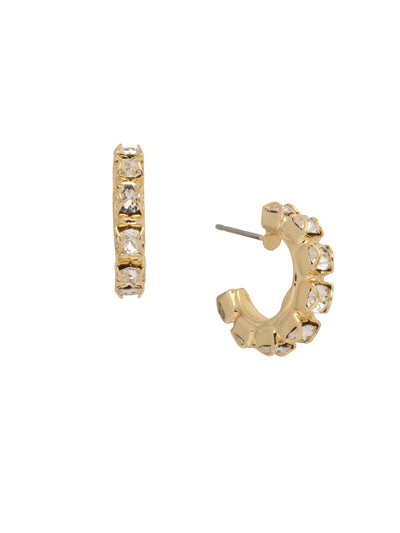 Marnie Hoop Earrings - 8EA6BGCRY - <p>The Marnie Huggie Hoop Earrings feature a tiny open hoop lined with crystals. From Sorrelli's Crystal collection in our Bright Gold-tone finish.</p>