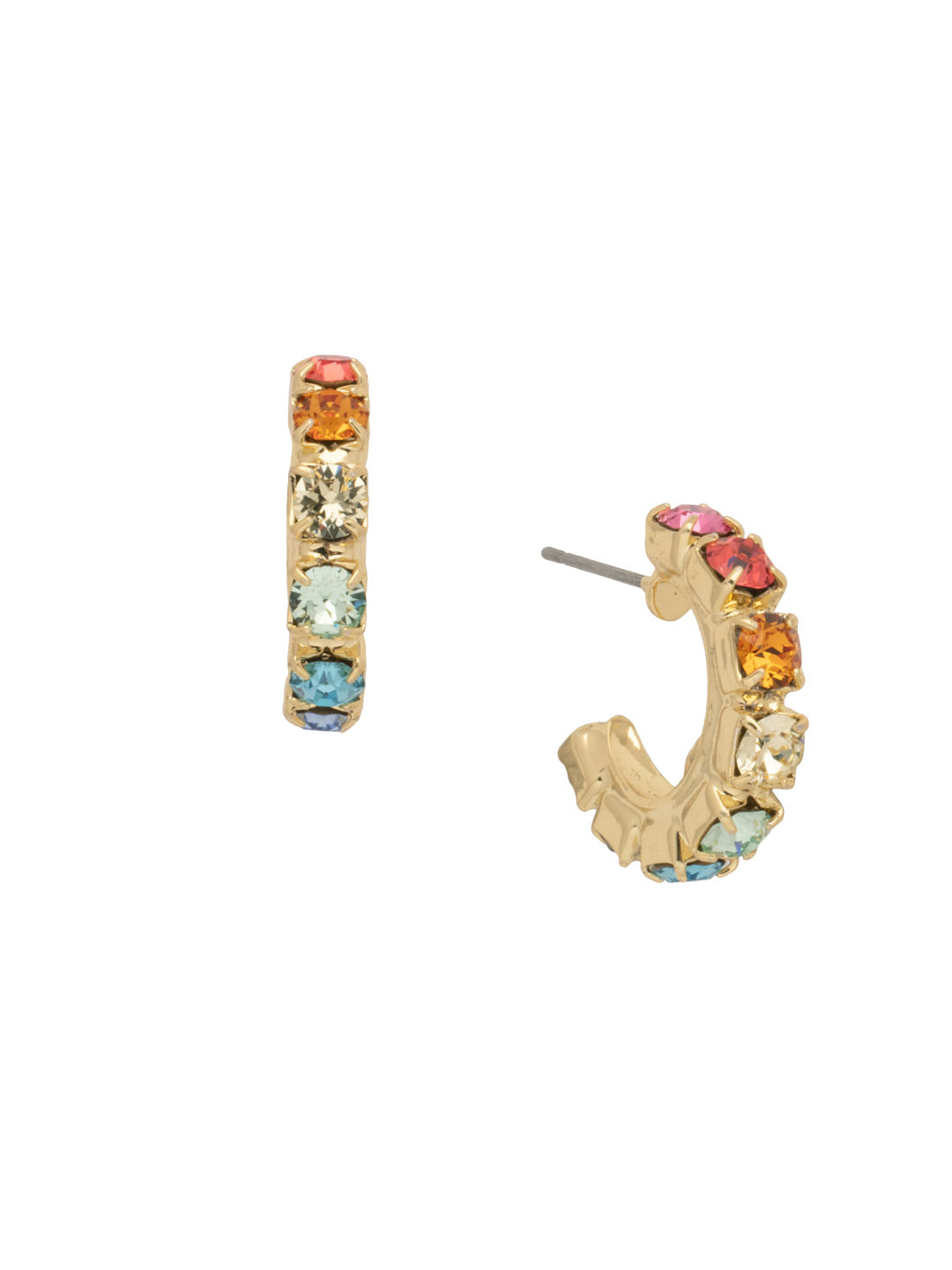 Marnie Hoop Earrings - 8EA6BGPRI - <p>The Marnie Huggie Hoop Earrings feature a tiny open hoop lined with crystals. From Sorrelli's Prism collection in our Bright Gold-tone finish.</p>