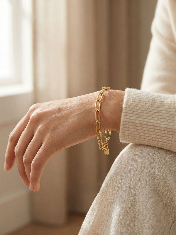 Bright Gold-Tone Paperclip Chain Bracelet | Sorrelli