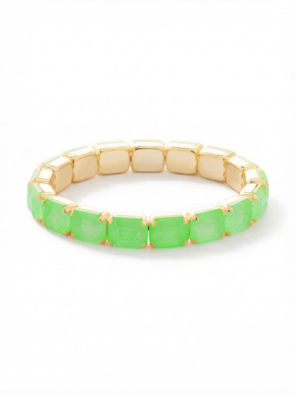 Emerald-Cut Electric Green Stretch Bracelet | Sorrelli