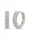 Double Crystal Huggie Hoop Earrings