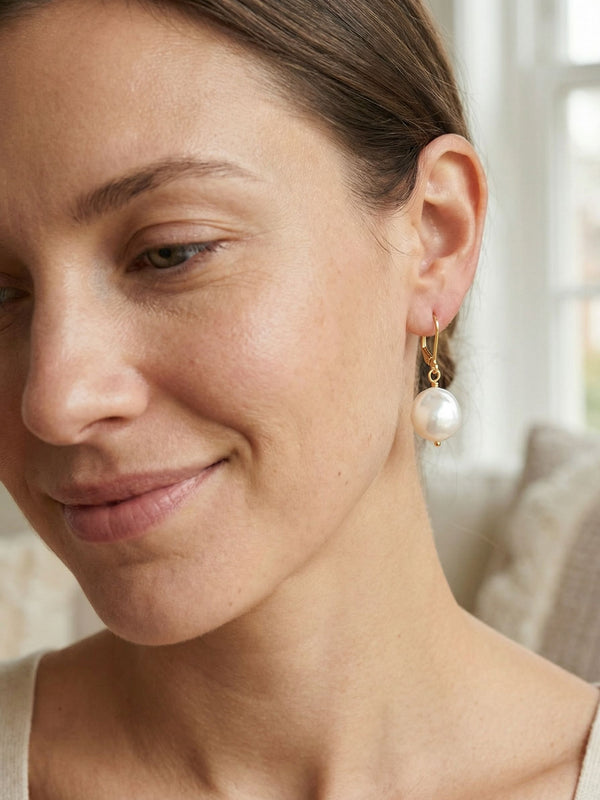 Wire-Wrapped Baroque Pearl Dangle Earrings | Sorrelli