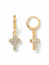 Carly Cross Huggie Hoop Earrings