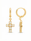 Carly Cross Huggie Hoop Earrings