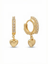Mini Heart Embellished Huggie Hoop Earrings