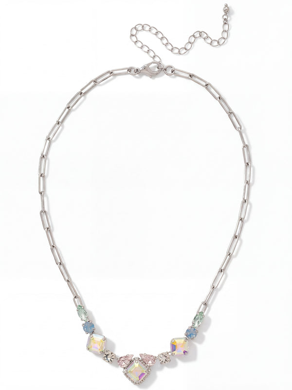 Infaction 藤原樹 Brilliant Line Necklace Pastel Mixed-Cut Crystal Paperclip Necklace | Sorrelli