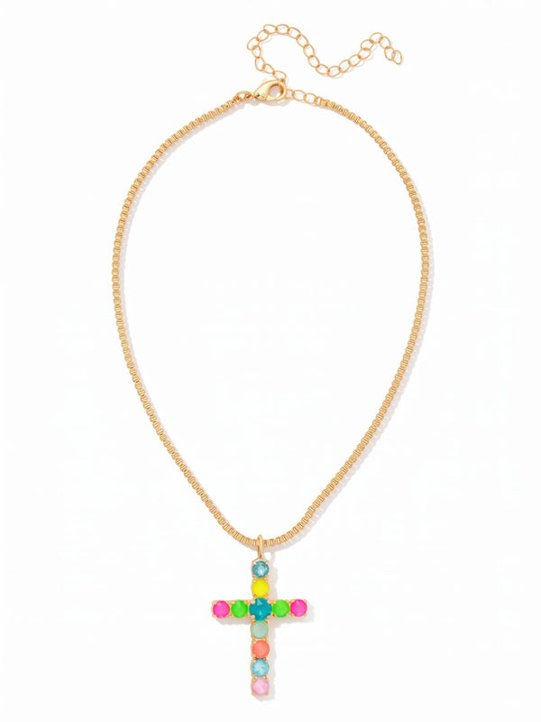 Neon Crystal Cross Pendant Necklace | Sorrelli