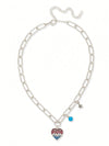Pave Heart Charm Pendant Necklace