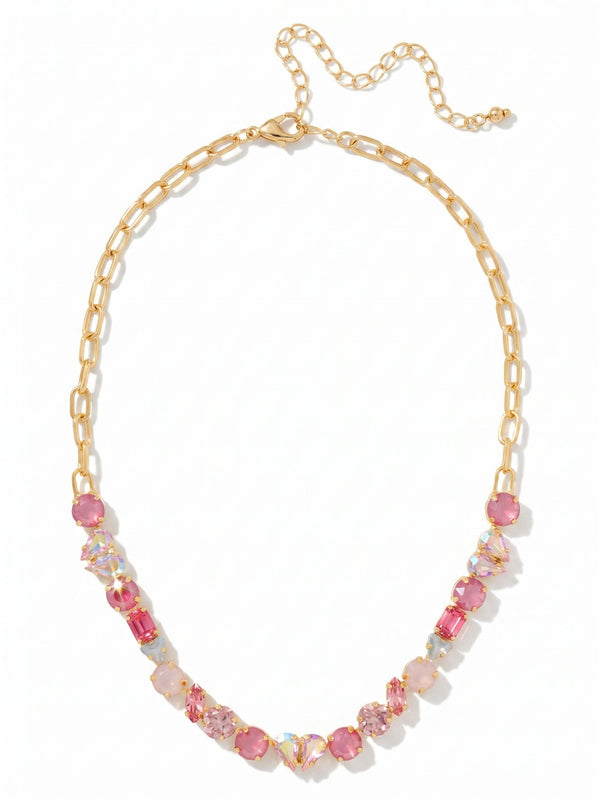 Pink Mixed-Cut Crystal Paperclip Necklace | Sorrelli
