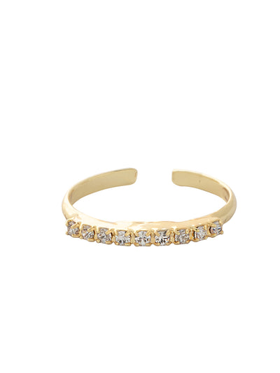 Evalina Band Ring - RFM57BGCRY - <p>The Evalina Band Ring features a row of small round cut crystals on an adjustable band. From Sorrelli's Crystal collection in our Bright Gold-tone finish.</p>