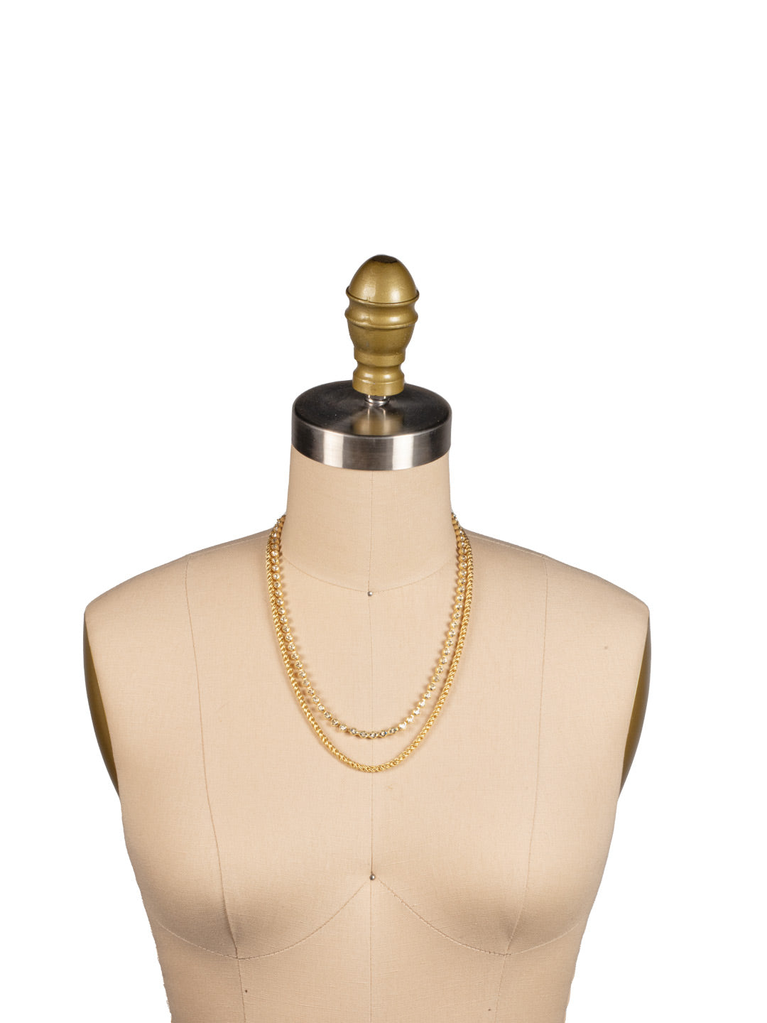 Crystal and Rope Chain Layered Necklace - 4NFJ16MGCRY