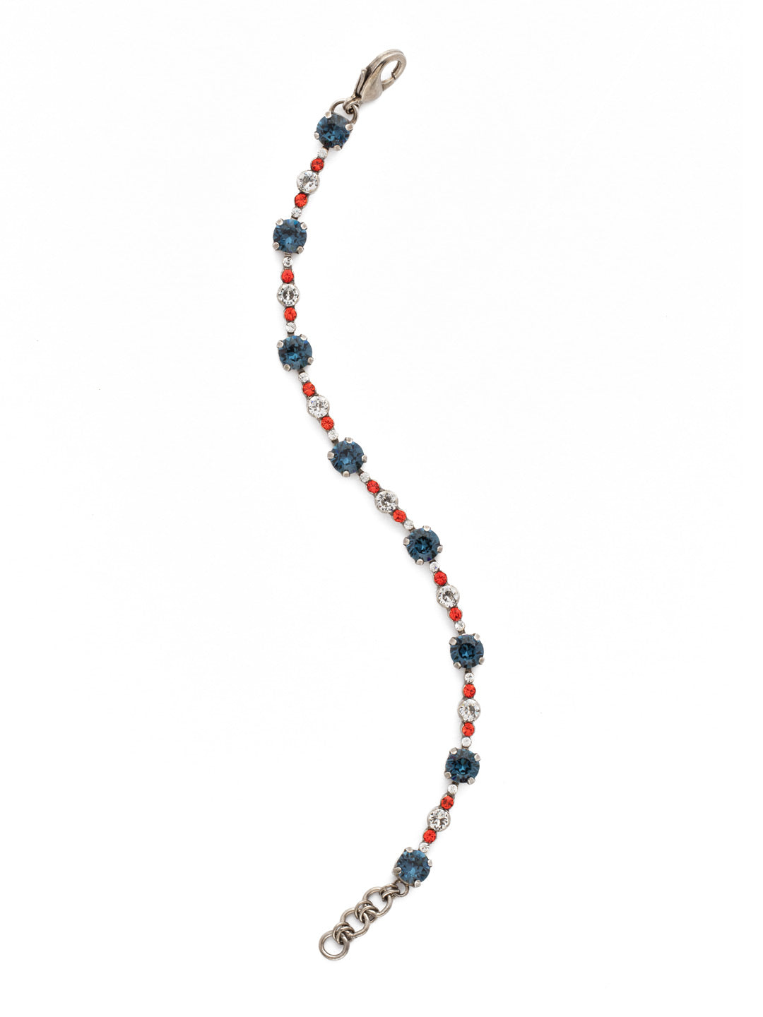 Connect the Dots Bracelet - BDN15ASBTB - <p>Eight large round cut crystals are connected by petite circular stones in this eye-catching style. Layer it with other line bracelets for personalized look. From Sorrelli's Battle Blue collection in our Antique Silver-tone finish.</p>