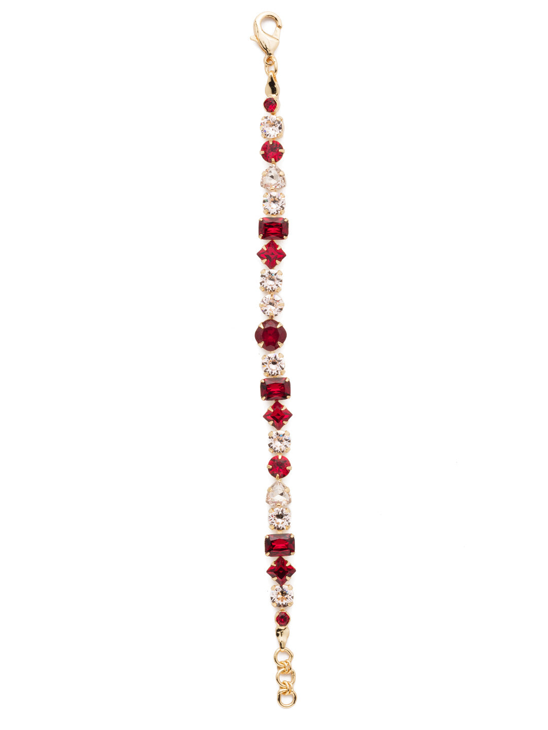 Sedge Tennis Bracelet - BDX1BGSRC - <p>This fully encrusted line bracelet features a variety of stones in square, round, cushion antique, triangle antique, and baguette shapes. From Sorrelli's Scarlet Champagne  collection in our Bright Gold-tone finish.</p>