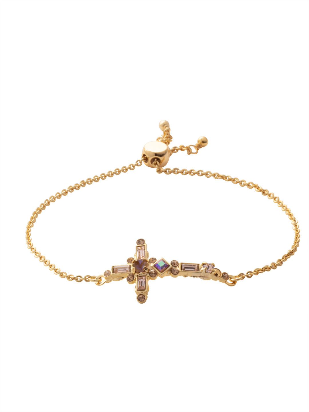 Venezia Slider Bracelet - BEC23BGRSU - <p>A beautifully detailed cross sits at the center of this adjustable slider bracelet. From Sorrelli's Raw Sugar collection in our Bright Gold-tone finish.</p>