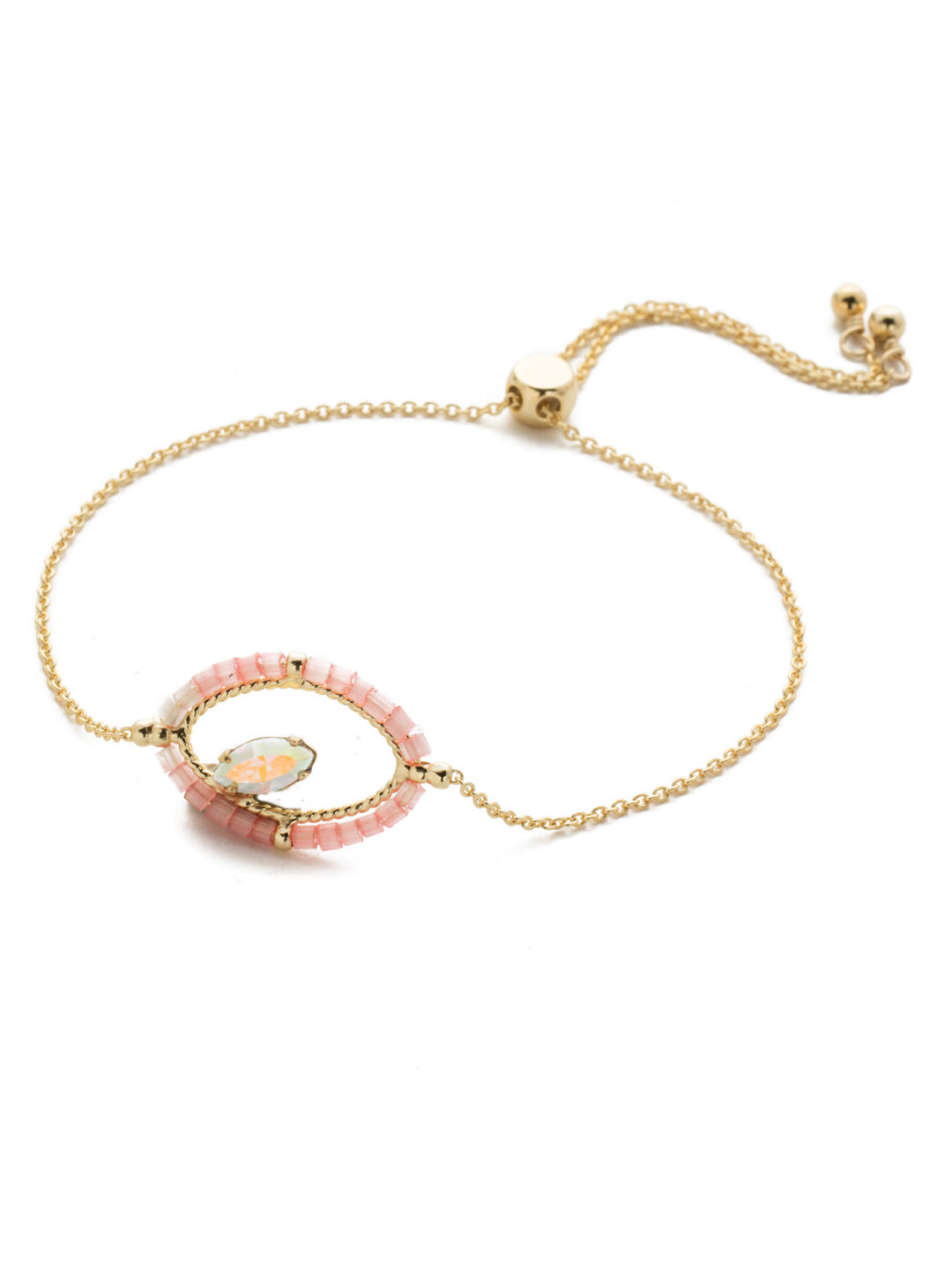 Eye of the Beholder Slider Bracelet - BEK34BGISS - <p>Slide on this attention-getter when you want to be noticed. The single stone encircled in beadwork is one-of-a-kind, just like you. Slider bracelet closure. From Sorrelli's Island Sun collection in our Bright Gold-tone finish.</p>