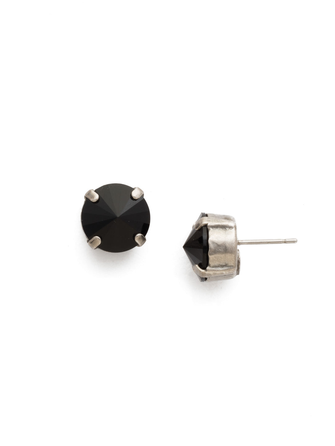 London Stud Earrings - ECM14ASJET - <p>Everyone needs a great pair of studs. Add some classic sparkle to any occasion with these stud earrings. Need help picking a stud? <a href="https://www.sorrelli.com/blogs/sisterhood/round-stud-earrings-101-a-rundown-of-sizes-styles-and-sparkle">Check out our size guide!</a> From Sorrelli's Jet collection in our Antique Silver-tone finish.</p>