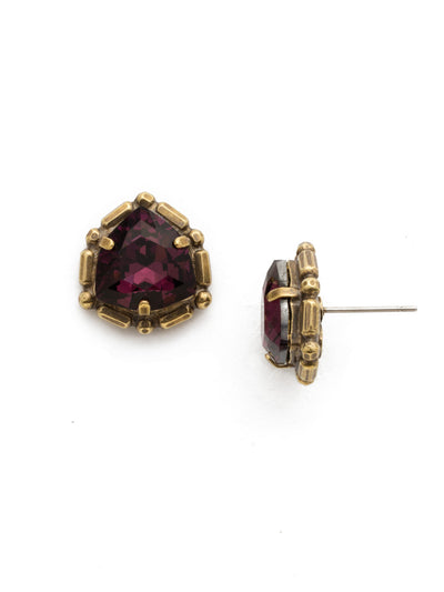 Primula Earring - EDX8AGROP - <p>A shield shaped crystal in a detailed metal setting. Perfect if you want to add just a bit of sparkle to any outfit! From Sorrelli's Royal Plum collection in our Antique Gold-tone finish.</p>