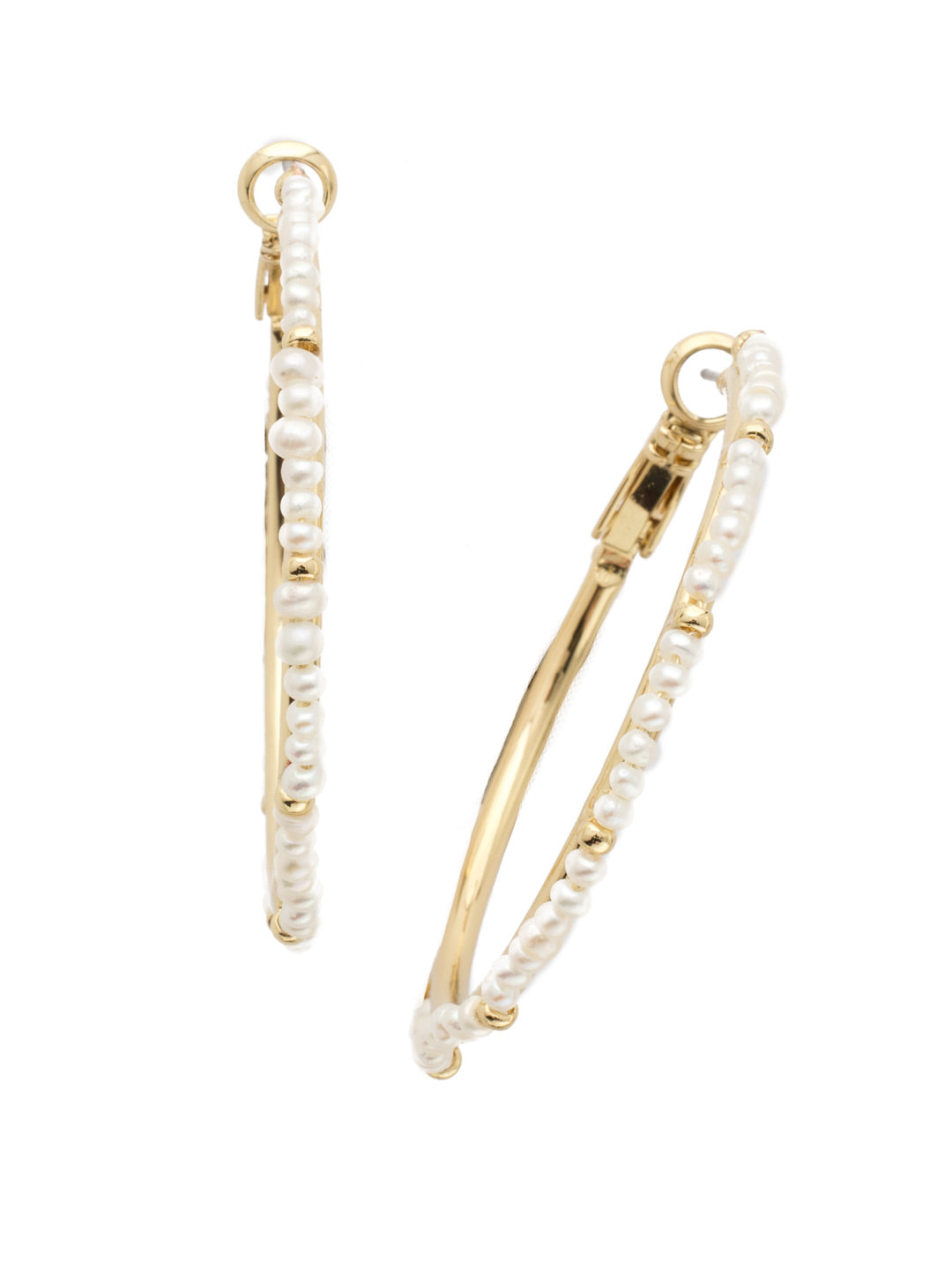 Elena Hoop Earrings - EEC12BGPLP - <p>Quite the polished pair! These slender hoops are embellished with petite beads for an elegant addition. From Sorrelli's Polished Pearl collection in our Bright Gold-tone finish.</p>