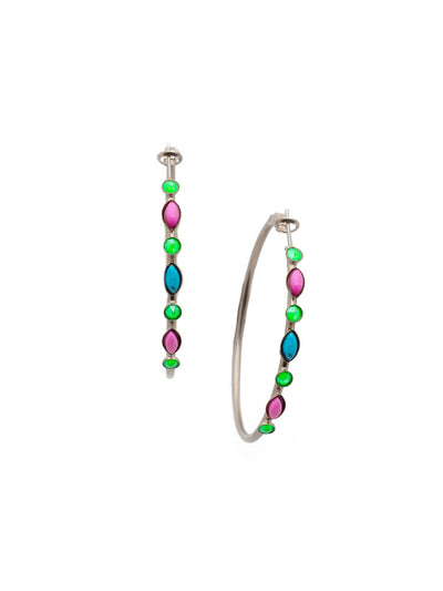 Somer Hoop Earring - EEV7ASWDW - <p>The Somer Hoop Earrings showcase signature Sorrelli crystals in round and navette shapes on a classic round shaped hoop. From Sorrelli's Wild Watermelon collection in our Antique Silver-tone finish.</p>