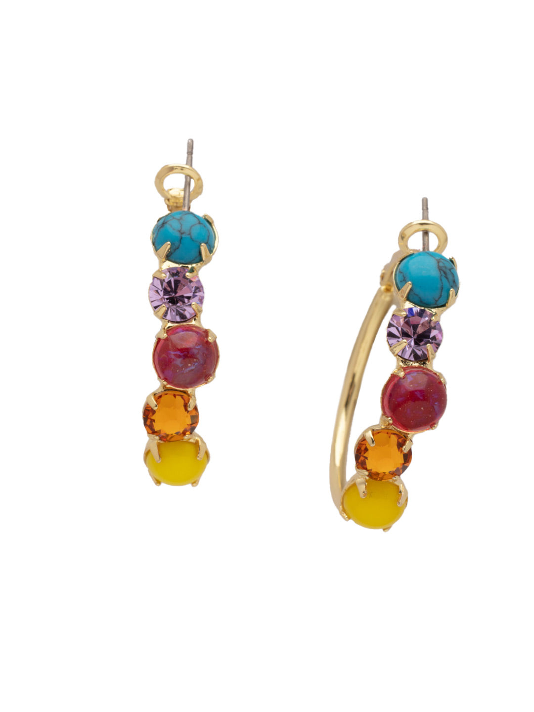 Xena Hoop Earrings - EFF112BGPRI - <p>The Xena Hoop Earrings feature small round cut crystals and semi-precious stones on a classic metal hoop. From Sorrelli's Prism collection in our Bright Gold-tone finish.</p>