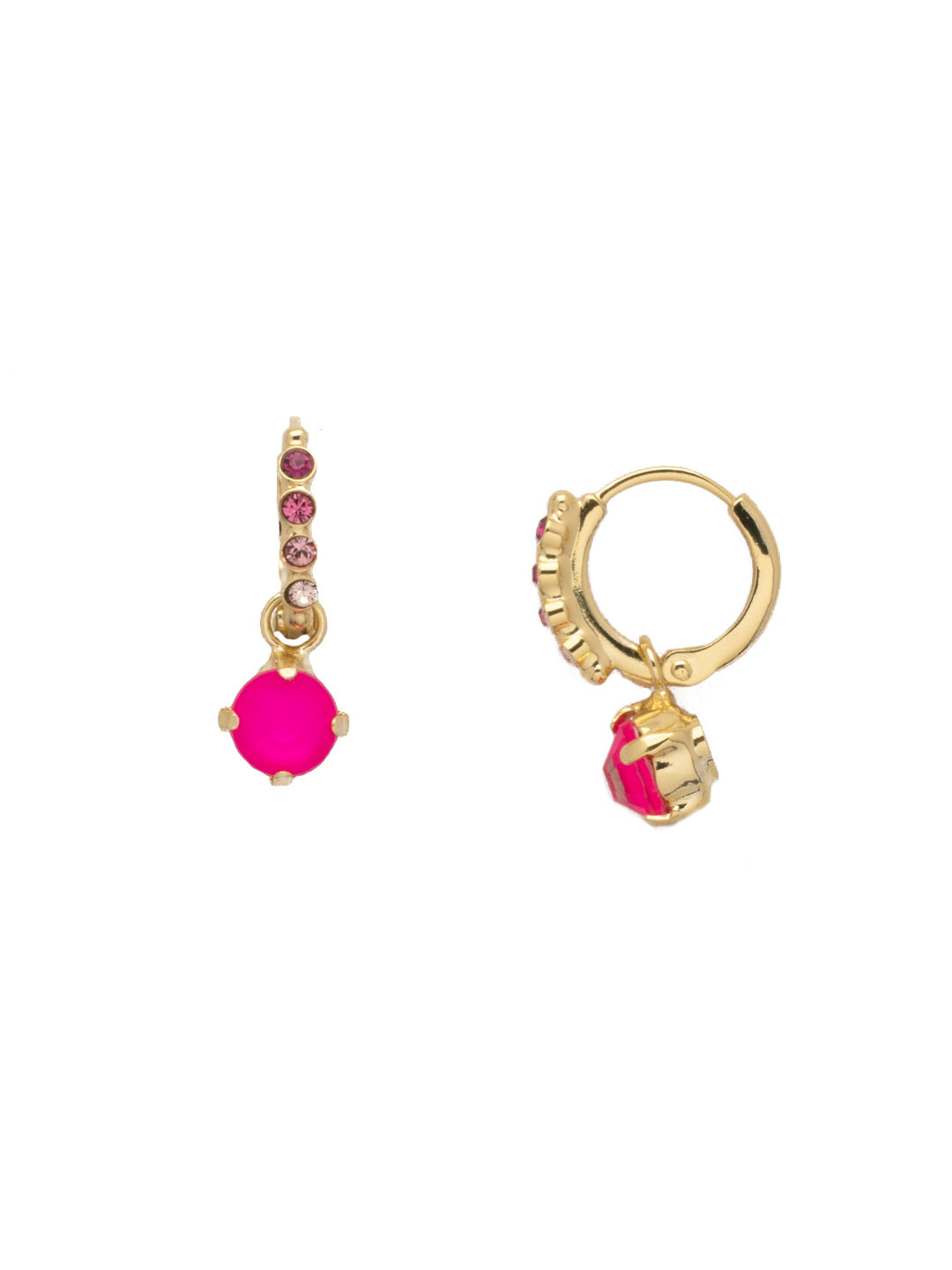 Crystal Stud Embellished Huggie Hoop Earrings - EFN7BGBFL - <p>The Crystal Stud Embellished Huggie Hoop Earrings feature a single round cut crystal stud dangling from a small crystal-embellished huggie hoop. From Sorrelli's Big Flirt collection in our Bright Gold-tone finish.</p>