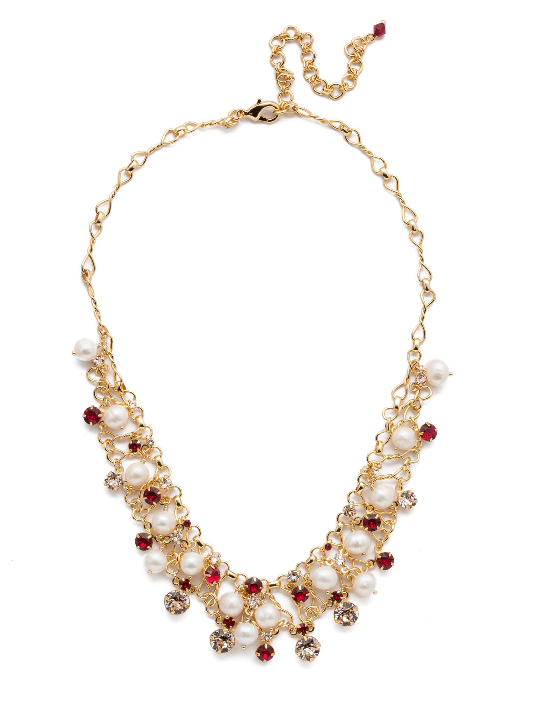 Clustered Crystal and Bead Tennis Necklace - NCF5BGSRC