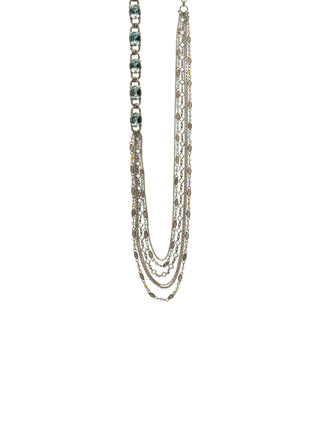 Layered Long-Strand and Crystal Necklace - NCG11ASRW