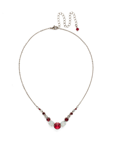 London Tennis Necklace - NCQ14ASCP - <p>A long, simple chain paired with gorgeous round stones is exactly what every girl needs to dress things up. This round stone necklace is perfect for layering, or to just wear alone. Let the simple sparkle take over. From Sorrelli's Crimson Pride collection in our Antique Silver-tone finish.</p>