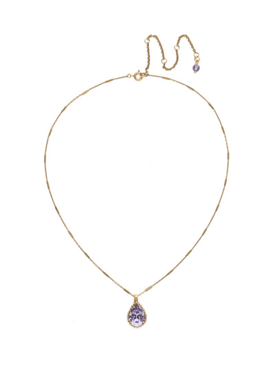 Simply Adorned Pendant Necklace - NDN12AGJT - A decorative chain and embellished setting highlight a central teardrop crystal.