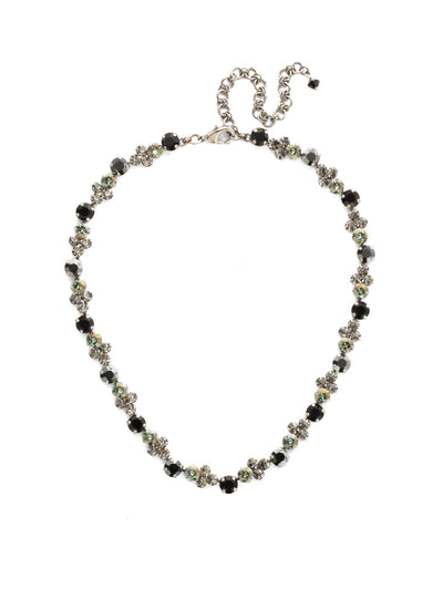 Wisteria Tennis Necklace - NDQ36ASBON - <p>Round and round we go with a linear pattern of circular crystals. From Sorrelli's Black Onyx collection in our Antique Silver-tone finish.</p>