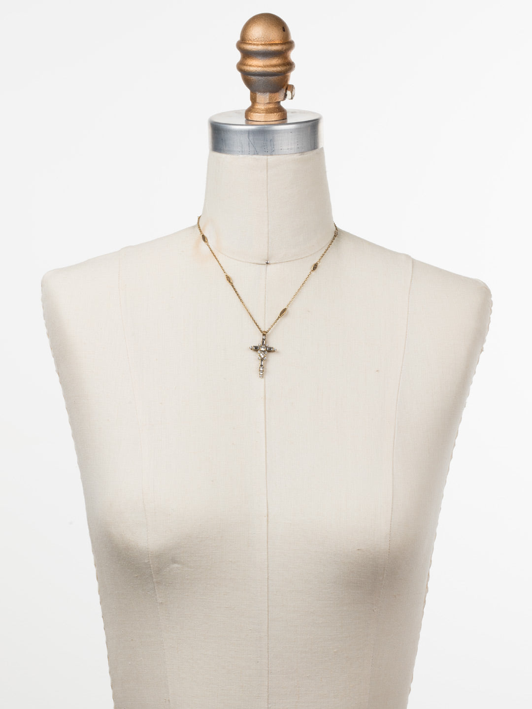 Delicate Sliding Cross Pendant Necklace - NDQ54AGCRY