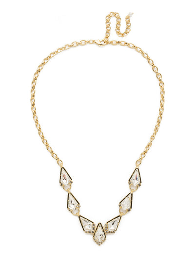 On the Rocks Necklace - NDW4BGCRY - <p>A collection of elongated diamond shaped crystals bordered by metal enhanced with small crystals on a ball and chain clasp. From Sorrelli's Crystal collection in our Bright Gold-tone finish.</p>