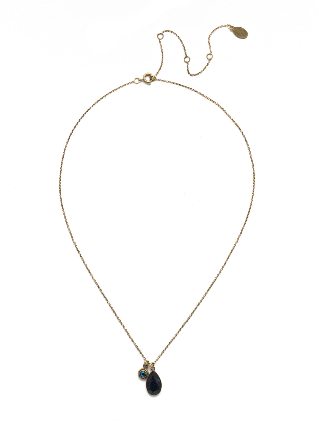 Jamie Pendant Necklace Pendant Necklace - NEF17AGGOT - Simple and stunning are two words you could use to describe this glistening teardrop pendant that sits on a dainty chain link necklace.This necklace is also a perfect layering piece and can be paired with any other necklace you choose. From Sorrelli's Game of Jewel Tones collection in our Antique Gold-tone finish.