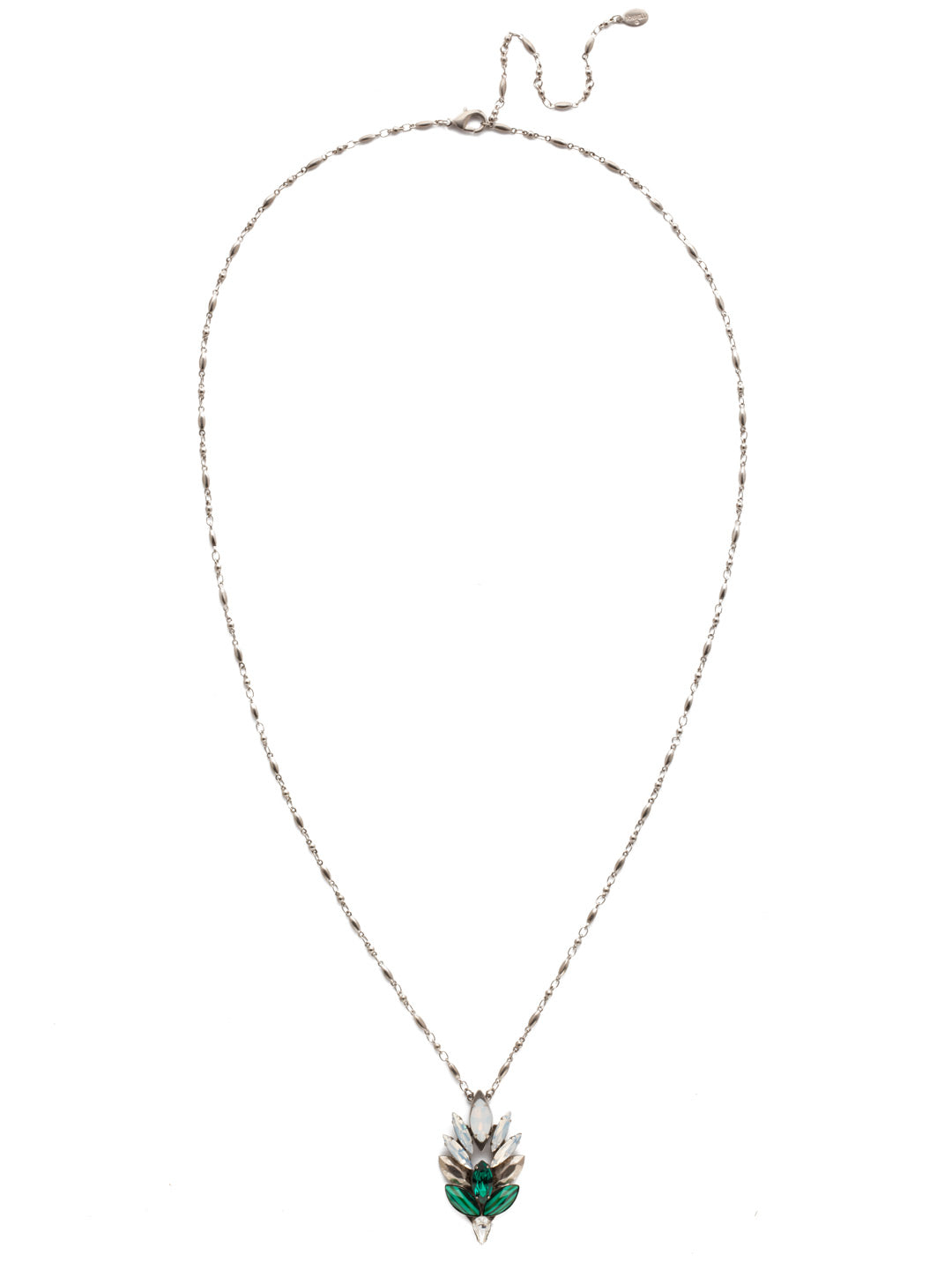 Emilia Pendant Necklace - NEF45ASSNM - A captivating pattern of crystals will be sure to draw attention to this dainty chain-link necklace. Perfect for mix and match layering make this necklace an easily transitional piece from day to night. From Sorrelli's Snowy Moss collection in our Antique Silver-tone finish.