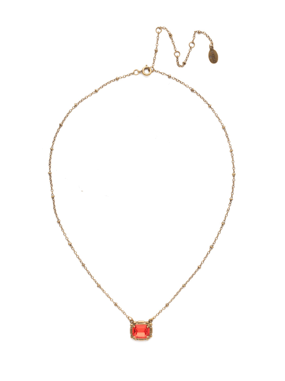 Meera Pendant Necklace - NEF47AGSNR - <p>This dainty gemstone is surrounded by a slender chain necklace that is sure you make any outfit look sophisticated and chic. From Sorrelli's Sansa Red collection in our Antique Gold-tone finish.</p>