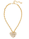 Chunky Crystal Heart Pendant Necklace