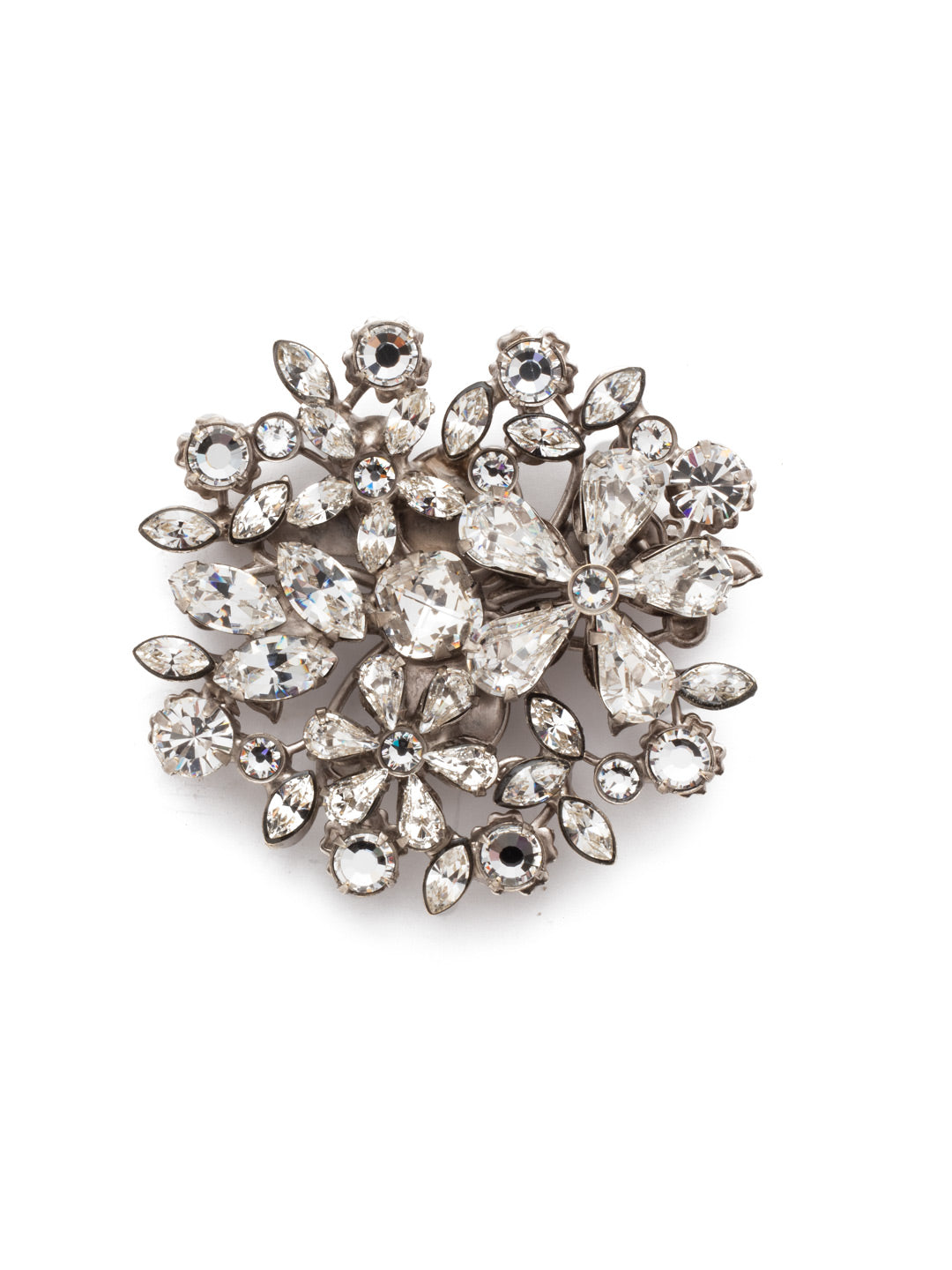 Floral Cluster Brooch Pin - PBK47ASCRY