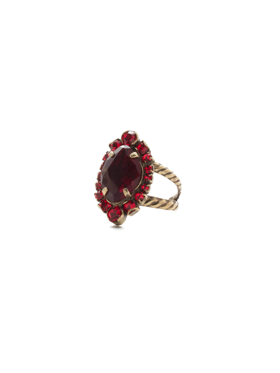 Eustoma Cocktail Ring - RDS44AGSNR - <p>A geometric gem surrounded by petite rounds of alternating colors. This fun ring offers just the right pop of sparkle. From Sorrelli's Sansa Red collection in our Antique Gold-tone finish.</p>