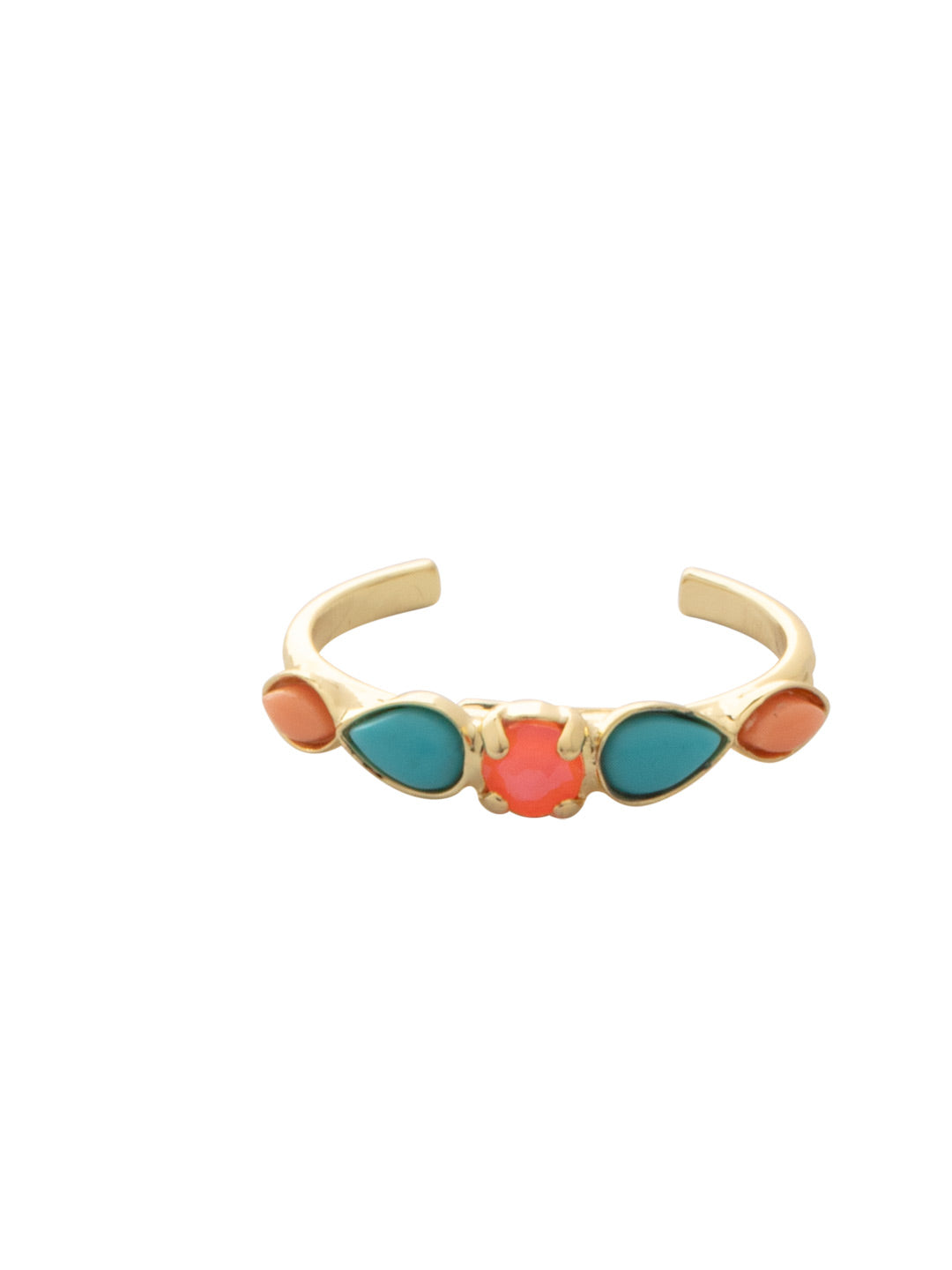 Francia Band Ring - RFM50BGPRT - <p>The Francia Band Ring features assorted crystals and semi-precious stones on an adjustable ring band, adjusting to fit ring sizes 4-10. From Sorrelli's Portofino collection in our Bright Gold-tone finish.</p>