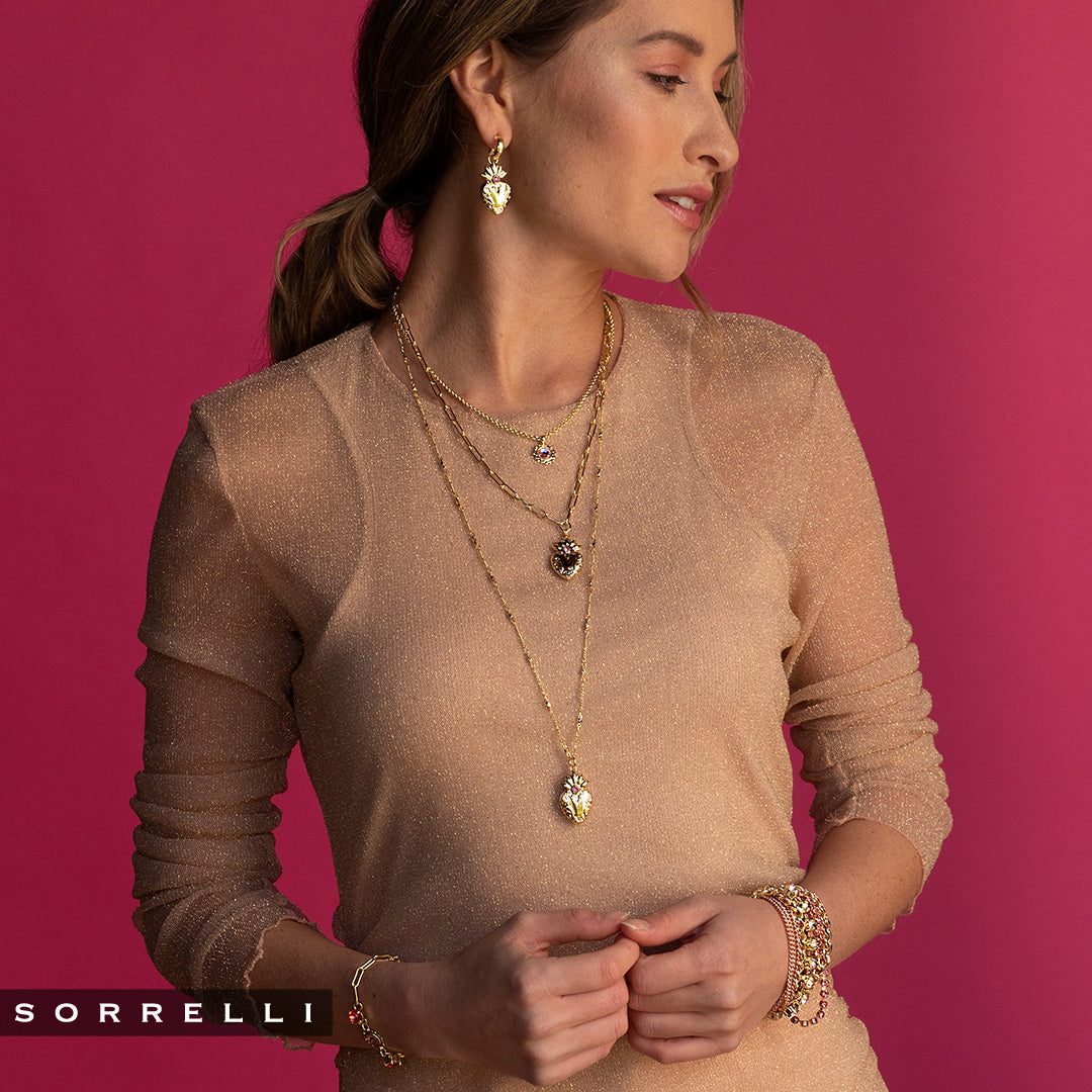 Mixed Metal and Crystal Layered Bracelet - BDD7MXFSK