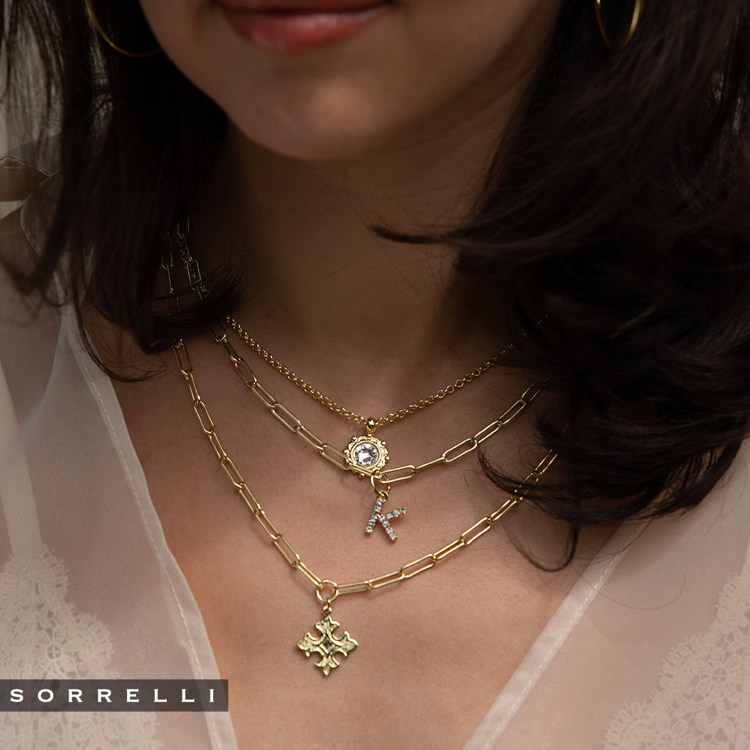 K Initial Paperclip Pendant Necklace - NFB11BGCRY