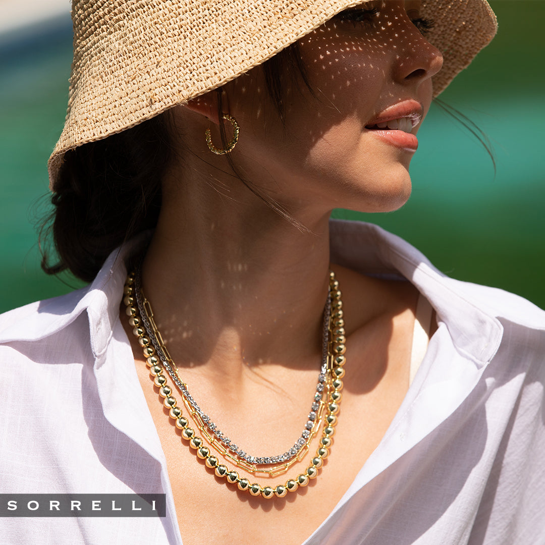 Crystal and Paperclip Chain Layered Necklace - 4NFJ8MXCRY