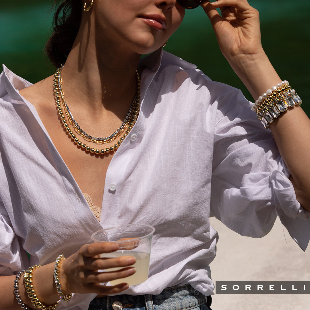 Crystal and Paperclip Chain Layered Necklace - 4NFJ8MXCRY