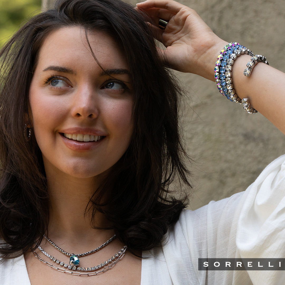 Crystal and Paperclip Chain Layered Necklace - 4NFJ8PDCRY