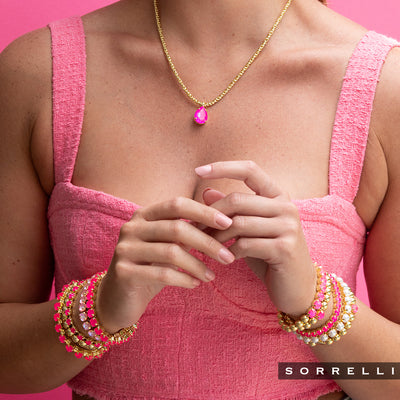 The Eileen: Sorrelli Hot Pink Crystal Pendant Necklace - NFF10BGETP