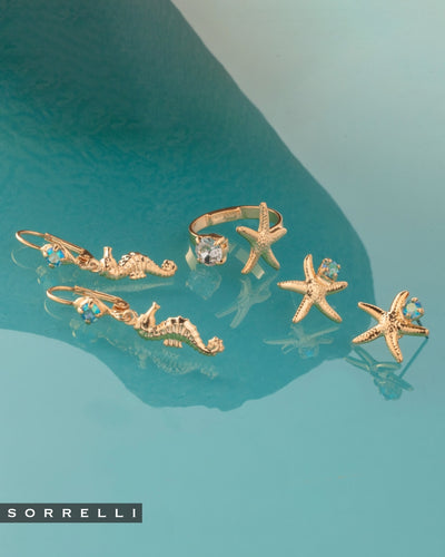 Seahorse Studded Dangle Earrings - EGE13BGCSD