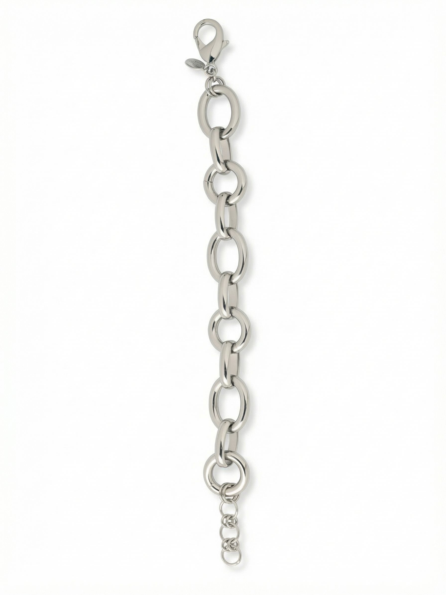 Jeanette Tennis Bracelet - 4BEV4PDMTL - <p>A substantial chain that feels satisfyingly cool and heavy when you slip it on. Alternating interlocking links create a continuous line of highly polished metal, catching the light naturally as you move. The bare metallic design provides a modern, grounding presence on the wrist. Complete with a lobster claw clasp and adjustable extension chain, you can easily control the drape whether you wear it as a solo piece or layered with your crystal favorites.</p><ul>
<li>Alternating interlocking oval and round links create fluid movement</li>
<li>High polish surface provides continuous light reflection</li>
<li>Lobster claw clasp</li>
<li>Protective e-coat finish for lasting wear</li>
<li>Includes signature organza pouch for gifting and travel</li>
</ul>